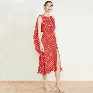 Ronny Kobo Red White Polka Dot Silk Claudia dress size extra small